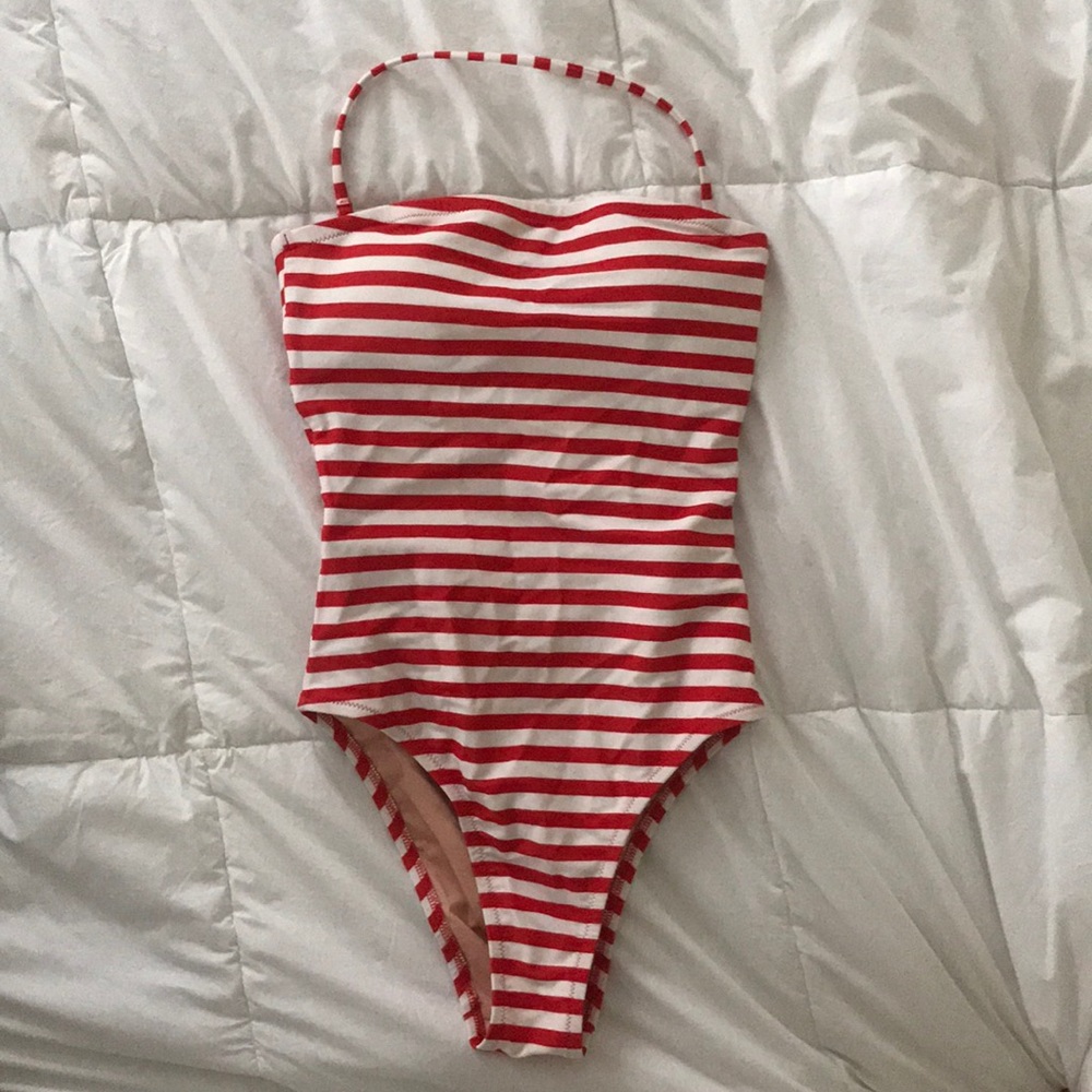NWT: J Crew Red & White Stripe One Piece Suit